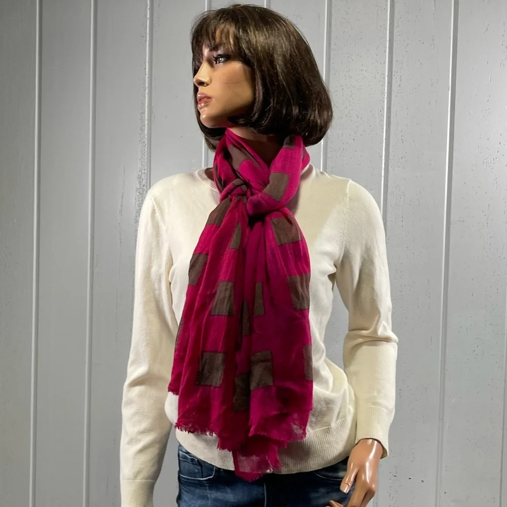 *Silk Route Fashion Fuchsia & Brown Shawl